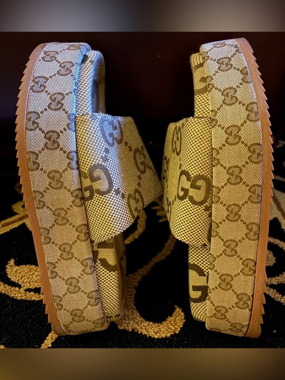 Gucci Brown Monogram Canvas Slide Sandals. Please check pictures for details - Picture 14 of 15